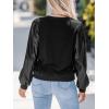 imageCUPSHE Faux Leather Tops for Women Long Sleeve Mock Neck Blouse Fall Fashion 2025Black