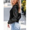 imageCUPSHE Faux Leather Tops for Women Long Sleeve Mock Neck Blouse Fall Fashion 2025Black