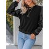 imageCUPSHE Faux Leather Tops for Women Long Sleeve Mock Neck Blouse Fall Fashion 2025Black2