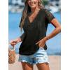 imageCUPSHE Short Sleeve Tops for Women Eyelet Blouse Scalloped Lace V Neck Casual Loose Fashion Shirts Dressy SummerBlack