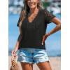 imageCUPSHE Short Sleeve Tops for Women Eyelet Blouse Scalloped Lace V Neck Casual Loose Fashion Shirts Dressy SummerBlack