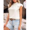 imageCUPSHE SleevelessTank Tops for Women Summer Ruffle Sleeve Mock Neck Going Out Top Vacation Outfits Dressy Work ShirtWhite