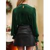 imageCUPSHE V Neck Wrap Velvet Tops Dressy Causal Long Sleeve Business Work Blouses Loose Fit Shirts Vacation Outfits2green
