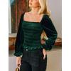 imageCUPSHE V Neck Wrap Velvet Tops Dressy Causal Long Sleeve Business Work Blouses Loose Fit Shirts Vacation Outfits4green