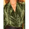 imageCUPSHE V Neck Wrap Velvet Tops Dressy Causal Long Sleeve Business Work Blouses Loose Fit Shirts Vacation Outfits5green