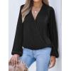imageCUPSHE V Neck Wrap Velvet Tops Dressy Causal Long Sleeve Business Work Blouses Loose Fit Shirts Vacation OutfitsBlack