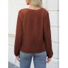 imageCUPSHE V Neck Wrap Velvet Tops Dressy Causal Long Sleeve Business Work Blouses Loose Fit Shirts Vacation OutfitsBrown