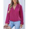 imageCUPSHE V Neck Wrap Velvet Tops Dressy Causal Long Sleeve Business Work Blouses Loose Fit Shirts Vacation OutfitsFuchsia