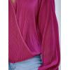 imageCUPSHE V Neck Wrap Velvet Tops Dressy Causal Long Sleeve Business Work Blouses Loose Fit Shirts Vacation OutfitsFuchsia