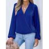 imageCUPSHE V Neck Wrap Velvet Tops Dressy Causal Long Sleeve Business Work Blouses Loose Fit Shirts Vacation OutfitsRoyal Blue