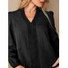 imageCUPSHE Women Long Sleeve Lace Tops Dressy V Neck Fall Shirts Black Office Blouses 2025Black