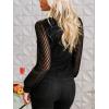 imageCUPSHE Women Long Sleeve Tops V Neck Twist Knot Sexy Mesh Casual BlousesBlack