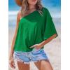 imageCUPSHE Women Off Shoulder Tops Summer Causal Loose Fit Short Sleeve T Shirts Beach Vacation Clothes Going Out TopGreen