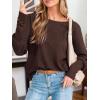 imageCUPSHE Women Open Back Long Sleeve Tops Trendy Going Out Casual Basic ShirtsCoffee