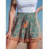 imageCUPSHE Women Smocked Wasit Swimsuit Cover Up Shorts Wide Leg Beach Shorts for SwimwearTropical Patterned