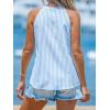 imageCUPSHE Women Tops Sleeveless Striped V Neck Tank Top Button Front Tee Shirt CasualBlue