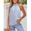 imageCUPSHE Women Tops Sleeveless Striped V Neck Tank Top Button Front Tee Shirt CasualBlue Stripe