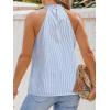 imageCUPSHE Women Tops Sleeveless Striped V Neck Tank Top Button Front Tee Shirt CasualBlue Stripe