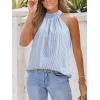 imageCUPSHE Women Tops Sleeveless Striped V Neck Tank Top Button Front Tee Shirt CasualBlue Stripe