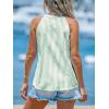 imageCUPSHE Women Tops Sleeveless Striped V Neck Tank Top Button Front Tee Shirt CasualGreen