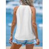 imageCUPSHE Women Tops Sleeveless Striped V Neck Tank Top Button Front Tee Shirt CasualWhite