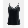 imageCUPSHE Women Velvet Tank Tops Adjustable Sleeveless Cami Tops Going Out Camisole ShirtsBlack