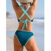 imageCUPSHE Womens Bikini Set High Waisted Two Piece Swimsuit Sweetheart Neck V Wire Bathing Suit Crisscross Back Self TieNavy BlueLight Blue