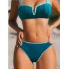 imageCUPSHE Womens Bikini Set High Waisted Two Piece Swimsuit Sweetheart Neck V Wire Bathing Suit Crisscross Back Self TieNavy BlueLight Blue