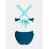 imageCUPSHE Womens Bikini Set High Waisted Two Piece Swimsuit Sweetheart Neck V Wire Bathing Suit Crisscross Back Self TieNavy BlueLight Blue