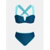 imageCUPSHE Womens Bikini Set High Waisted Two Piece Swimsuit Sweetheart Neck V Wire Bathing Suit Crisscross Back Self TieNavy BlueLight Blue