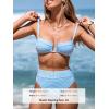 imageCUPSHE Womens Bikini Set High Waisted Two Piece Swimsuit U Wire High Leg Cut Cheeky Bottom Bathing Suit Back HookWhiteBlue Stripe