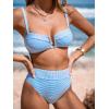 imageCUPSHE Womens Bikini Set High Waisted Two Piece Swimsuit U Wire High Leg Cut Cheeky Bottom Bathing Suit Back HookWhiteBlue Stripe