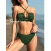 imageCUPSHE Womens Bikini Sets Adjustable Halter Strappy Swimsuit Crisscross Cutout Scalloped Mid RiseForest Green