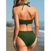 imageCUPSHE Womens Bikini Sets Adjustable Halter Strappy Swimsuit Crisscross Cutout Scalloped Mid RiseForest Green