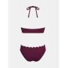 imageCUPSHE Womens Bikini Sets Adjustable Halter Strappy Swimsuit Crisscross Cutout Scalloped Mid RisePlum Purple