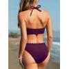 imageCUPSHE Womens Bikini Sets Adjustable Halter Strappy Swimsuit Crisscross Cutout Scalloped Mid RisePlum Purple
