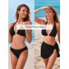 imageCUPSHE Womens Bikini Sets Three Piece Swimsuit V Neck Textured Halter Back Self Tie Twist Sarong Low RiseBlack