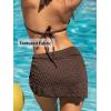 imageCUPSHE Womens Bikini Sets Three Piece Swimsuit V Neck Textured Halter Back Self Tie Twist Sarong Low RiseBrown