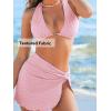 imageCUPSHE Womens Bikini Sets Three Piece Swimsuit V Neck Textured Halter Back Self Tie Twist Sarong Low RisePink