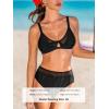 imageCUPSHE Womens Bikini Sets Two Piece Swimsuit V Neck High Waisted Bathing Suit Mesh Keyhole Adjustable StrapsBlack