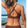 imageCUPSHE Womens Bikini Top Swimsuit Bandeau Top Back Tie with Removable Shoulder StrapsBrown
