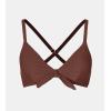 imageCUPSHE Womens Bikini Top Swimsuit Bandeau Top Back Tie with Removable Shoulder StrapsBrown