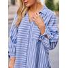 imageCUPSHE Womens Casual Striped Top V Neck Button Down Shirt Long Sleeve Tie Cuffs Loose Fit BlouseBlue
