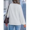 imageCUPSHE Womens Casual Tops Long Sleeve V Neck Twist Knot Shirts Cute Loose Fall BlouseWhite