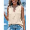 imageCUPSHE Womens Lace Top V Neck Sleeveless Summer Beach Tank Top Blouse ShirtBeige
