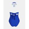 imageCUPSHE Womens One Piece Swimsuit Halter V Neck Crochet Bathing Suit Cutout Back Adjustable Straps Self Tie SpaghettiCobalt Blue
