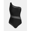 imageCUPSHE Womens One Piece Swimsuit One Shoulder Asymmetrical Neck Open Panel Bathing Suit Mesh PanelBlack
