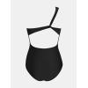 imageCUPSHE Womens One Piece Swimsuit One Shoulder Asymmetrical Neck Open Panel Bathing Suit Mesh PanelBlack