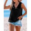 imageCUPSHE Womens Summer Tank Top Lace V Neck Sleeveless Back Open T Shirts Loose Fit Flowy Blouses Trendy Vacation OutfitsBlack