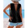 imageCUPSHE Womens Summer Tank Top Lace V Neck Sleeveless Back Open T Shirts Loose Fit Flowy Blouses Trendy Vacation OutfitsBlack